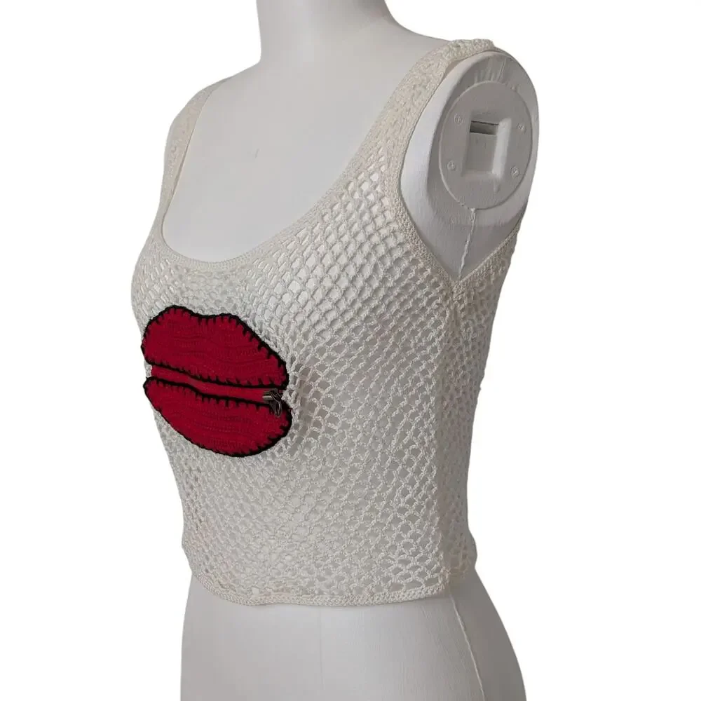 Anna Kosturova Crochet Zipper Lips Pocket Tank Top - Picture 4 of 14